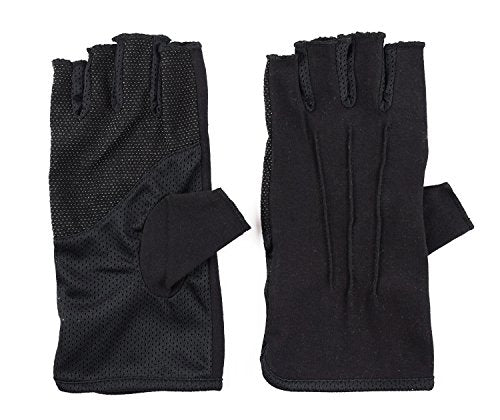 Mens Sunblock Fingerless Gloves Summer UV Protection Driving Cotton Gloves - color: Black