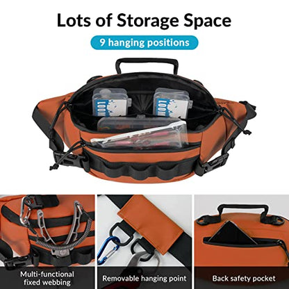 THKFISH Fishing Waist Pack, Fishing Tackle Bag Waterproof Fanny Pack for Women & Men Portable Sling Bag - color: ORANGE-REGULAR