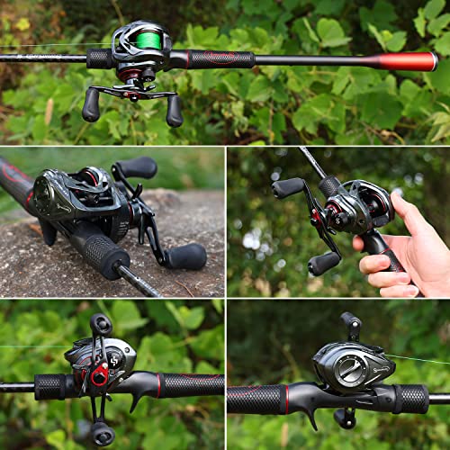 Sougayilang Fishing Rods, Spinning Rods and Casting Fishing Rods, with Full Carbon Fiber Handle, 24T Carbon Fiber 2PCS Fishing Pole for Long Casting Bass, Trout, Panfish - size: Cast-6'00''