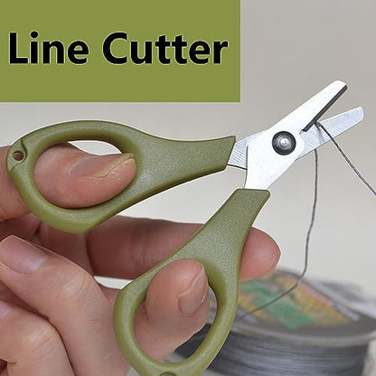 Fishing Fishing Scissors for Braided Line, Fishing Line Cutter Saltwater and Freshwater, Fishing Serrated Shears with Split Ring Function, 4.3”-Green - color: Green