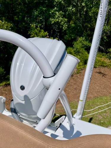 T-Top Rod Holder Aluminum Single clamp on fit 2.5",2.375",2.25",2" inch Horizontal or Vertical Fishing Boat Tower/Leaning Post/Rail Raider - color: White