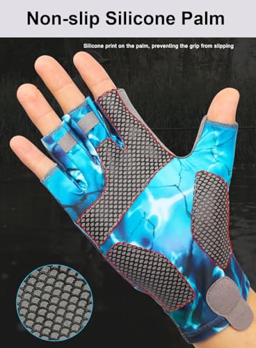 Sun Gloves UPF 50+ Fishing Gloves, Fingerless Sun Protection UV Protection Fishing Gloves Men/Women for Kayaking, Hiking, Paddling, Driving