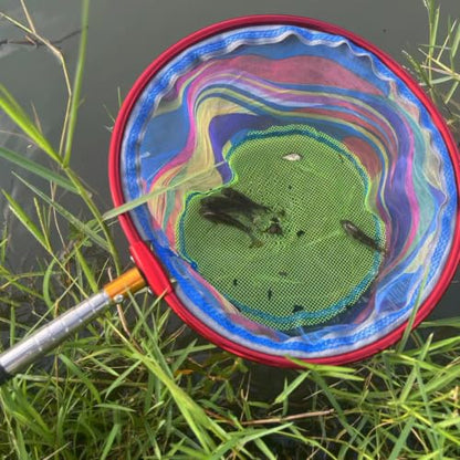 Fishing Nets with Bucket Fishing Retractable Landing Net Lightweight Aluminum Pole with Non-Slip Handle for Catch and Release and Release Frogs Butterfly Youth Outdoor - style: Green+yellow