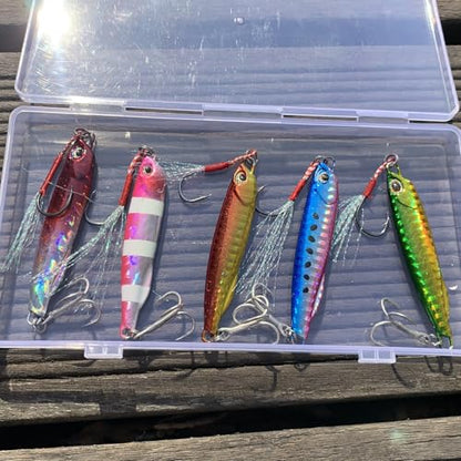Tripquips Micro Shore Jigging Lure Saltwater Fishing Spoon Lures with Ultra-Sharp Hooks, Saltwater Jigs Fishing Lure for Tuna Salmon Grouper, Sea Fishing Jigging Lure, Trolling Spoon for Bass Fishing