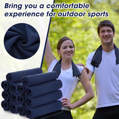 Batiyeer 12 Pcs Golf Towel Bulk for Golf Bags Microfiber Fabric Towel with Clip Waffle Pattern, Fitness, Camping, Hiking, Yoga - color: Navy Blue