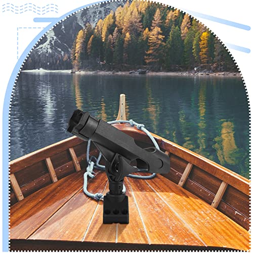 2 Pcs Locking Side Deck Mounting Bracket Side Deck 1.96'' x 3.93'' Fishing Rod Bracket Flag Pole Bracket Kayak Fishing Rod Pole Holder Support Fishing Tool with Hardwares for Boat Wall House, Black