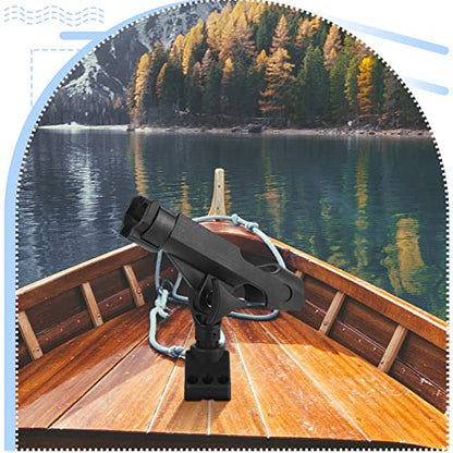 2 Pcs Locking Side Deck Mounting Bracket Side Deck 1.96'' x 3.93'' Fishing Rod Bracket Flag Pole Bracket Kayak Fishing Rod Pole Holder Support Fishing Tool with Hardwares for Boat Wall House, Black