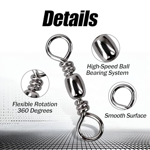 Copper Ball Bearing Swivels Cross Line Swivels Silver FS/ZH-02(10#,100pcs) | for Saltwater Freshwater,Fishing Swivel Tackle,for Lure Line,and Leader Connections