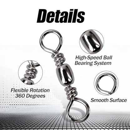 Copper Ball Bearing Swivels Cross Line Swivels Silver FS/ZH-02(10#,100pcs) | for Saltwater Freshwater,Fishing Swivel Tackle,for Lure Line,and Leader Connections