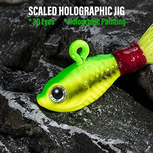 Dr.Fish 3 Pack Bucktail Jig Lure Hair Jig Saltwater Freshwater Lures Surf Fishing Bass Flounder Striper Bluefish Halibut Redfish - color: White,Chartreuse,Red & White (Pack of 3), size: 4 oz