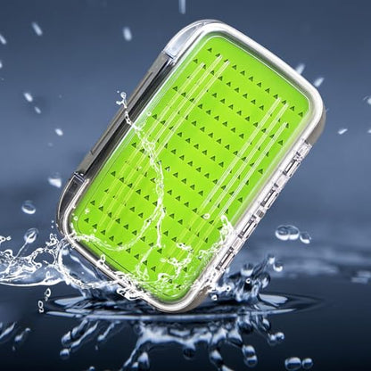 Aventik Silicone Fly Fishing Box Jig Box Waterproof Streamer flies Case Double Sided Clear Lid Storage Lure Case Saltwater Freshwater (L:7.32x4.56x1.57inch) - style: L:7.32x4.56x1.57inch