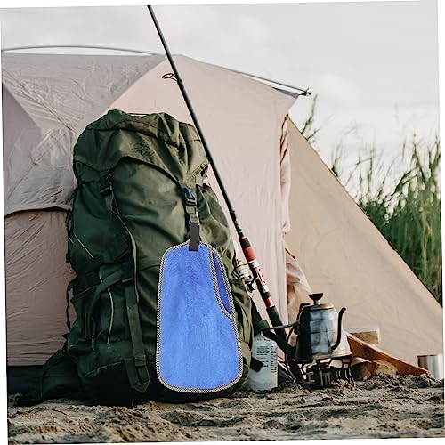 Non-Slip Fishing Towel with Clip Fish Catching Puncture Proof Hand Protection Cover Outdoor Sports Towel for Hiking Camping Angling 12.59X7.48In - color: Blue