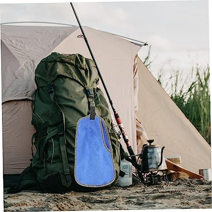 Non-Slip Fishing Towel with Clip Fish Catching Puncture Proof Hand Protection Cover Outdoor Sports Towel for Hiking Camping Angling 12.59X7.48In - color: Blue