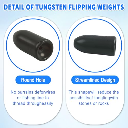 Tungsten Bullet Sinkers Fishing Weights, Flipping Sinkers Worm Weights for Bass Fishing Texas Rig, Carolina Rig, Size 1/16 1/8 3/16 1/4 5/16 3/8 1/2 oz - size: 1/2OZ-3PCS, style: Silver