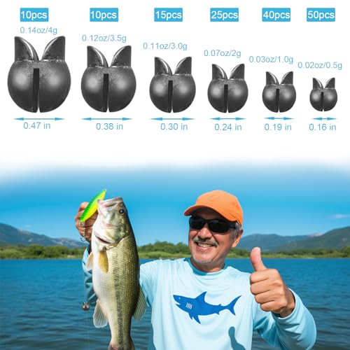 100/150Pcs Split Shot Fishing Weights – Premium Removable Fishing Sinkers,5/6 Sizes Assortment (0.02oz–0.14oz) for Freshwater & Saltwater Fishing - style: 150-large Duck