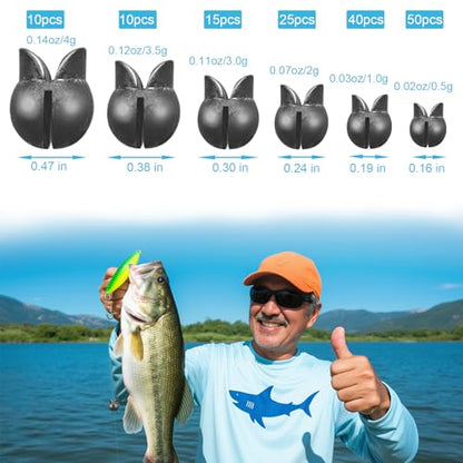 100/150Pcs Split Shot Fishing Weights – Premium Removable Fishing Sinkers,5/6 Sizes Assortment (0.02oz–0.14oz) for Freshwater & Saltwater Fishing - style: 150-large Duck
