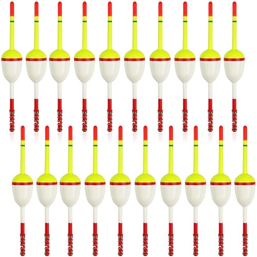 Fishing Bobbers Floats,Wood Slip Bobber Fishing Spring Oval Stick Slip Balsa Bobber for Crappie Catfish Trout Panfish Walleyes Fishing Tackle Accessories - color: 1.57in X 0.91in X 5.63in - 20pcs