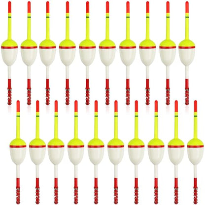 Fishing Bobbers Floats,Wood Slip Bobber Fishing Spring Oval Stick Slip Balsa Bobber for Crappie Catfish Trout Panfish Walleyes Fishing Tackle Accessories - color: 1.57in X 0.91in X 5.63in - 20pcs