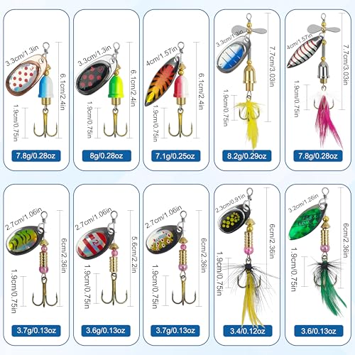 Fishing Lures Spinnerbait Kit Rooster Bait Tail Fishing Lures Inline Spinner Baits Bass Salmon Trout Spoon Hard Metal Spinnerbaits for Saltwater Freshwater - style: 20pcs Spinnerbaits Kit