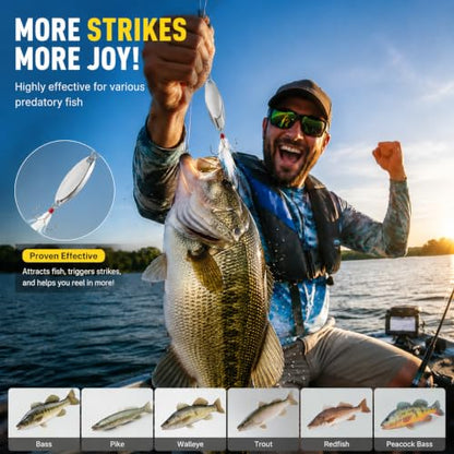 5Pcs Fishing Lures Fishing Spoons,Metal Fishing Spoons Lure with Feather Treble Hooks, Casting Spinner Baits for Trout Bass Salmon Freshwater Saltwater Fishing - color: 5PCS(Silver )