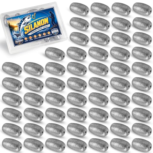 Egg Sinkers Fishing Weights, Oval Shaped Lead Fishing Sinkers Weights Slip Sliding Sinkers Drop Bass Casting Worm Weights for Saltwater Freshwater Catfish Bass Fishing - size: 1/2oz-15Pack