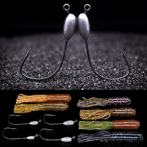 XFISHMAN-Tube-Jig-Heads-for-Bass-Fishing-Tube-Bait-Hooks 1/16oz 1/8oz 3/16oz 1/4oz (12-Pack) - color: 4/0 Hooks, size: 3/16oz (12-Pack)