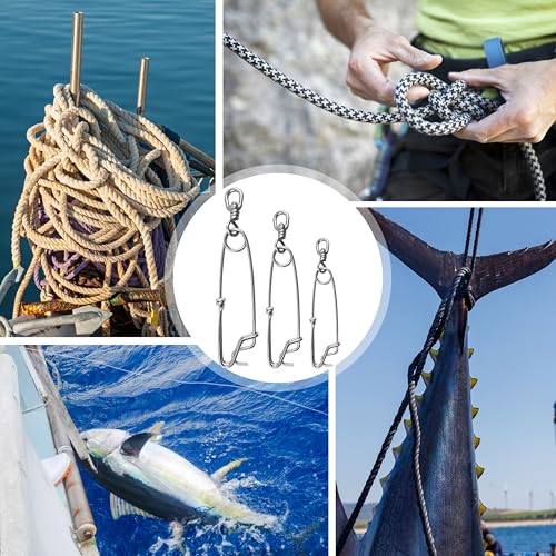OROOTL 5pcs Longline Fishing Snap Clips, Stainless Steel Floatline Tuna Clips with Swivel Long Line Branch Hangers Snap Trotline Decoys Clips - size: 6inch(1100lb)-5pcs