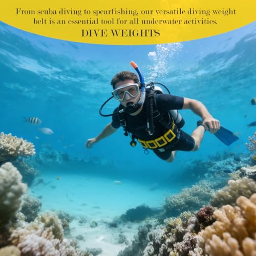 4 Pcs Scuba Weight Belt,Diving Weight Belt with Metal Block Buckle Coated Dive Weights Nylon Dive Belt Suitable for Free Diving - color: Yellow, size: 1.1lb