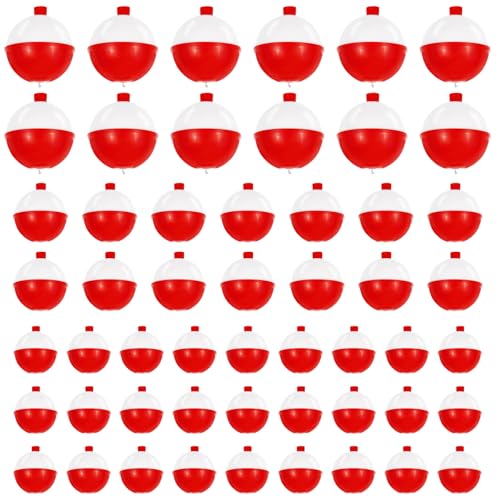 100 Pcs Fishing Float,Hard ABS Fishing Bobber,Red and White Bobbers,Push Button Round Buoy Floats for Tackle Accessories(Size: 0.75/1/1.5 Inch)