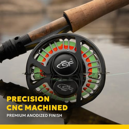 SF SF-003 Pro Fly Fishing Reel for Freshwater,CNC Precision Machining Process,Mid Arbor Design,Smooth Drag System,Lightweight Aluminum Body - size: 5/6wt, style: Gunmetal Gray & Black Kt1