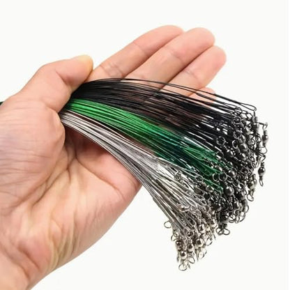 Steel Fishing Leader Wire with Swivel, Bite-Resistant Anti-Bite Trace for Freshwater and Saltwater, Heavy-Duty Fishing Tackle Accessories - size: 11.8IN