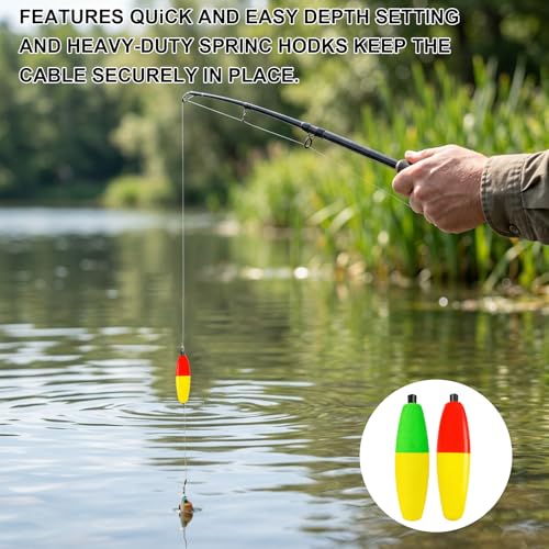12-Piece Set Bobbers for Fishing, Weighted Fishing Bobbers, Quick Depth Adjustment, Low Visibility Conditions, Multi-Species Freshwatel, Tool-Free Setup, Distance Bite Detection