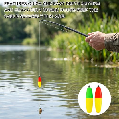 12-Piece Set Bobbers for Fishing, Weighted Fishing Bobbers, Quick Depth Adjustment, Low Visibility Conditions, Multi-Species Freshwatel, Tool-Free Setup, Distance Bite Detection