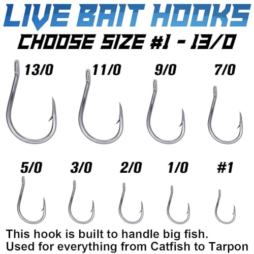 3X-Strong-Octopus-Hooks-Saltwater-Fishing-Circle-Hooks- Stainless Big Game Size 1-13/0 - size: 1/0 Pack of 25