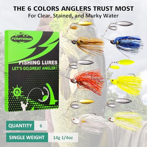 FONMANG Fishing Lure Spinner baits for Freshwater and Saltwater,2026 New Bass Trout Fishing Lures Also for Crappie Salmon Walleye Pike - color: B-6Pcs Spinnerbaits
