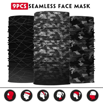 Venswell Neck Gaiter Face Mask Men Women,Seamless Bandana Rave Face Cover Scarf Mask,Balaclava,Headband, Head Wrap,Headwear - color: B-black Gray Series 3
