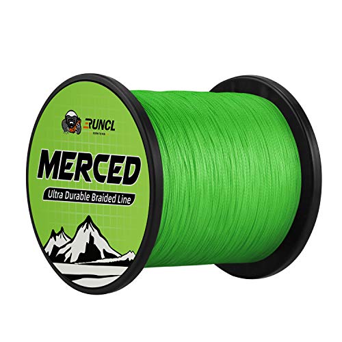 RUNCL Braided Fishing Line Merced, 1000 500 300 Yards Braided Line 4 8 Strands, 6-200LB - Proprietary Weaving Tech, Thin-Coating Tech, Stronger Smoother for Freshwater Saltwater - color: Hi-Vis Green, size: 12lb/50meters (8 Strands)