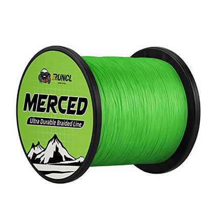 RUNCL Braided Fishing Line Merced, 1000 500 300 Yards Braided Line 4 8 Strands, 6-200LB - Proprietary Weaving Tech, Thin-Coating Tech, Stronger Smoother for Freshwater Saltwater - color: Hi-Vis Green, size: 40lb/300yards (8 Strands)