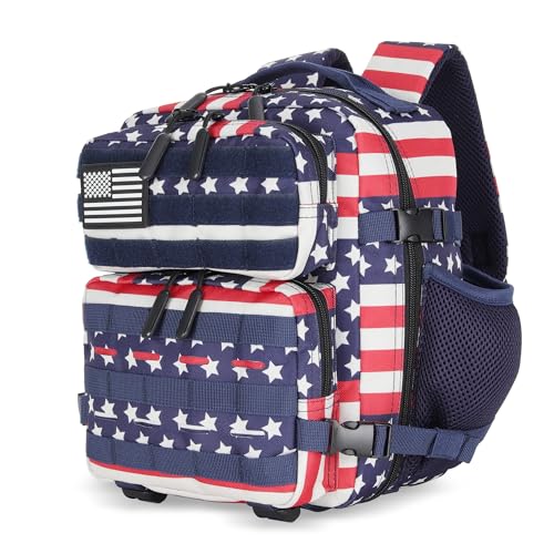 9L Mini Tactical Backpack for Men and Women Tactical Backpack Small for Hiking Small Tactical Bag Fitness Pack - color: Striped Flag