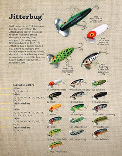 Arbogast Jitterbug Topwater Bass Fishing Lure - Excellent for Night Fishing - color: Black, size: 3", 5/8 oz