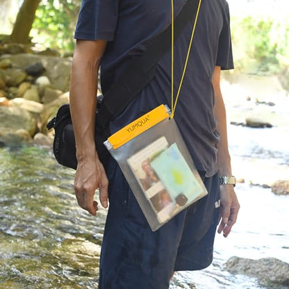 YUMQUA Clear Waterproof Bag, Waterproof Document Pouch Passport Holder Water Tight Map Case Waterproof Pouch Water Proof Small Dry Bags for Kindle Phone Tablet Camera, Kayak Boat PaddleBoard - color: Yellow