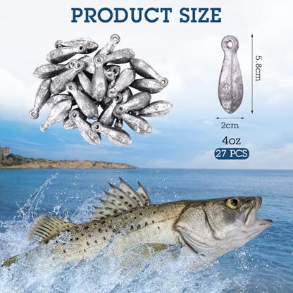27 Pcs Bank Sinker Fishing Sinkers Weights Bank Weights for Ocean Saltwater Freshwater Surf Bass Catfish Fishing Casting Gear Tackle - size: 4 oz
