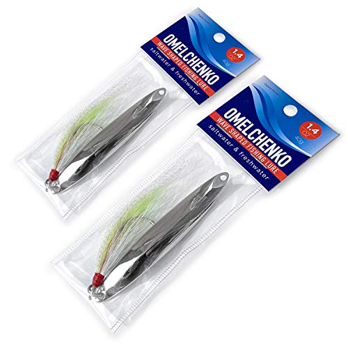 Omelchenko Lure Fishing Lures Bucktail Teasers Set of Two Silver 1.4-Ounce 40gm Saltwater Freshwater