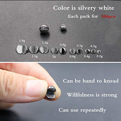 Removable Split-Shot,500Pcs Lead Sinking Split Shots Fishing Sinkers,Fishing Weights Sinkers - color: 0.8g