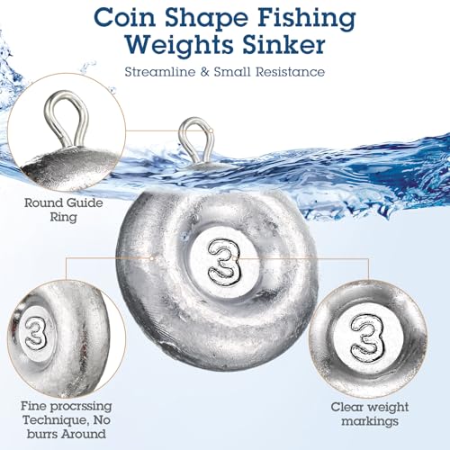 Shimeyao 18 Pieces Disc Sinkers Fishing Weights No Roll Disc Fishing Sinkers Weights for Saltwater Trolling Surf Tackle - size: 3oz
