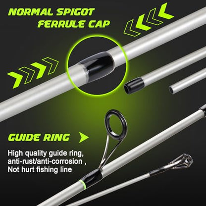 Sougayilang Spinning Combo – 5.2:1 Gear Ratio, 15.6LB Drag, IM7 Graphite 2-Piece Rod, Stainless Steel Guides for Bass, Trout, Redfish - color: Yellow, size: 7'00''-Medium Heavy