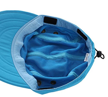 Connectyle Mens Foldable UV Protection Sun Hat with Removable Neck Flap Outdoor Adventure Sun Cap for Fishing Hiking Safari - color: Sky Blue