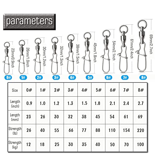 AMYSPORTS Duo Lock Snap Fishing Swivels Stainless Barrel Swivels Fishing Lure Snap Swivels Ball Bearing Swivels Fishing Tackle for Saltwater Fishing Freshwater Fishing - size: Size 3+3 (66lb) 50 pcs