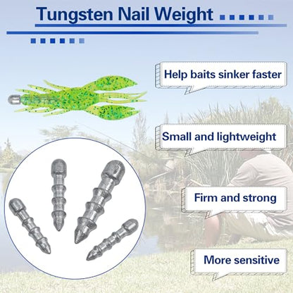 Fishing Weights Sinkers for Bass Fishing Tackle Insert Sinker for Fishing Lures Lead Fishing Nail Weight for Plastic Worm Soft Plastic Baits Neko Rig Wacky Rig Size 1/32oz 1/25oz 1/16oz 1/8oz - size: 3.5g - 25 PACK