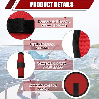 8Pcs Fishing Covers, Red Fishing Rod Sleeve and Hook Covers for Rod to Protect Fishermen from Sharp Fish Hooks Wrap